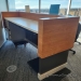 Maple, Espresso, and White Straight Office Reception Desk